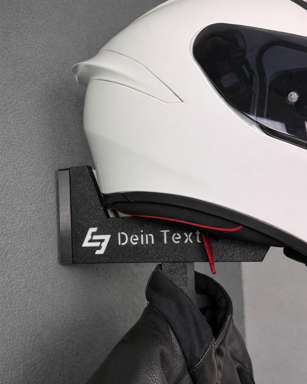 Helmhalter mit Text